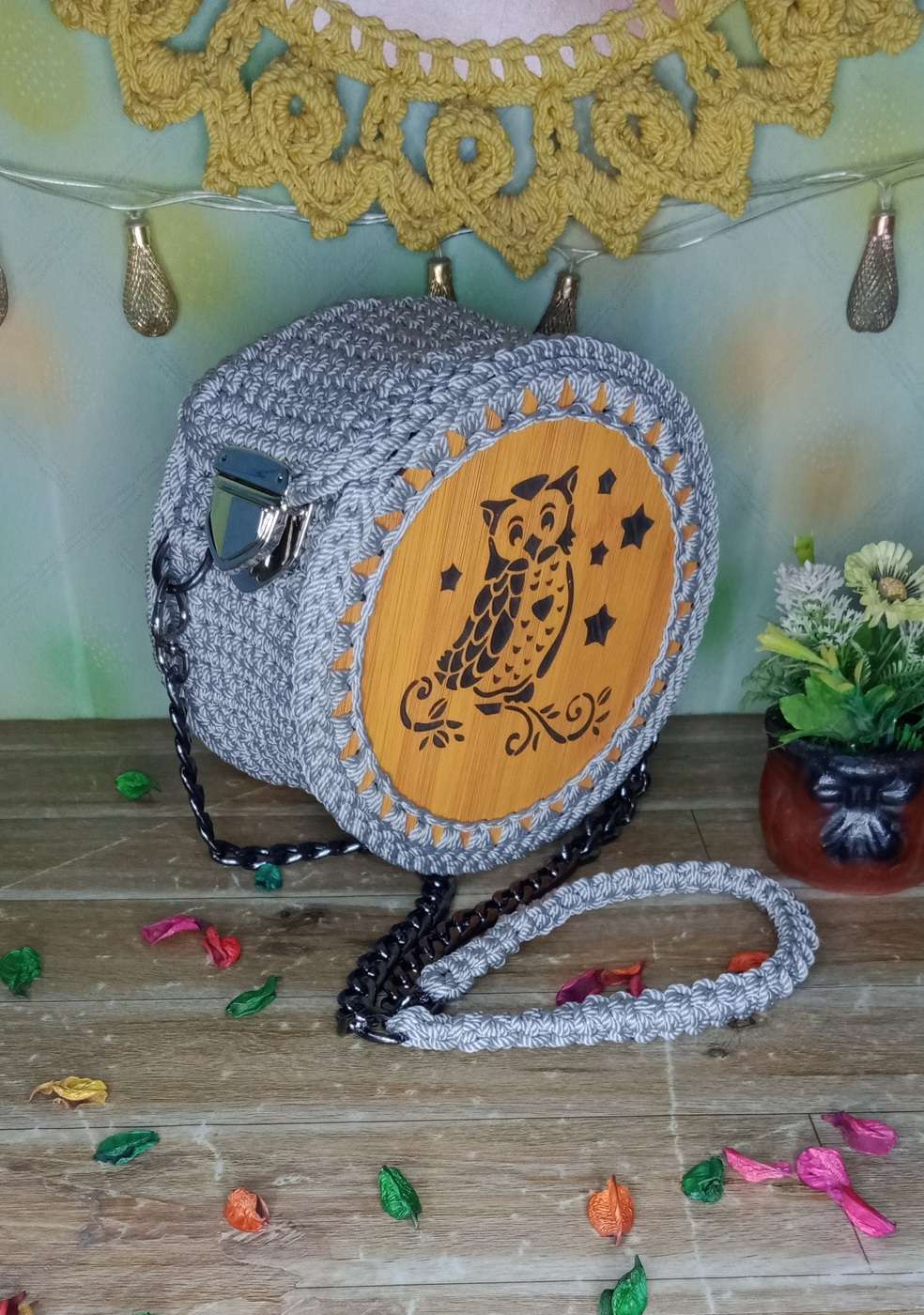 حقيبة يد Handmade رمادية اللون