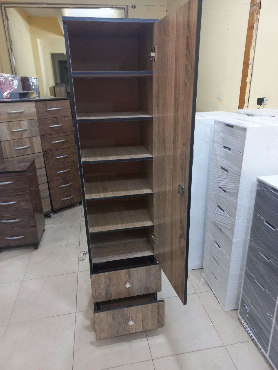 دولاب درفة ب ٦ رفوف ودرجين جرار معدن سهل