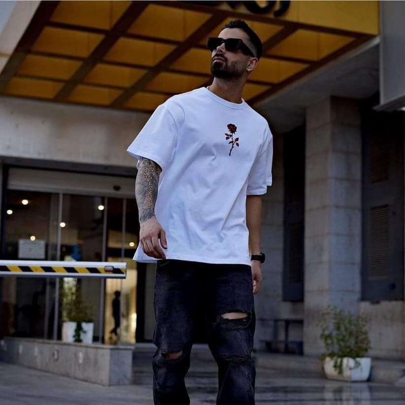 تيشيرت فلاور أوفر سايز رجالي