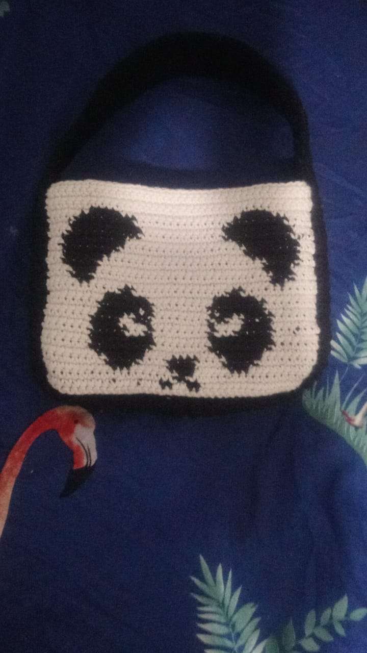 شنطه كروشيه تبستري باندا 🐼