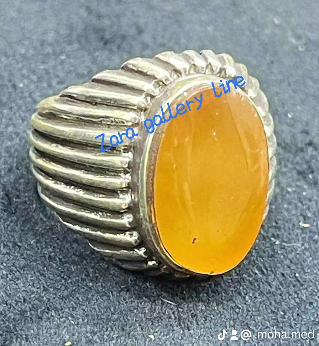 خاتم فضه عيار 925 بحجر شرف الشمس
