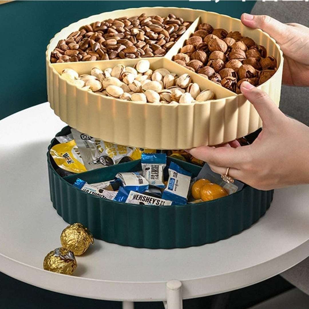 طبق تسالي دورين -بغطاء شفاف ومقبض غزاله دهبي