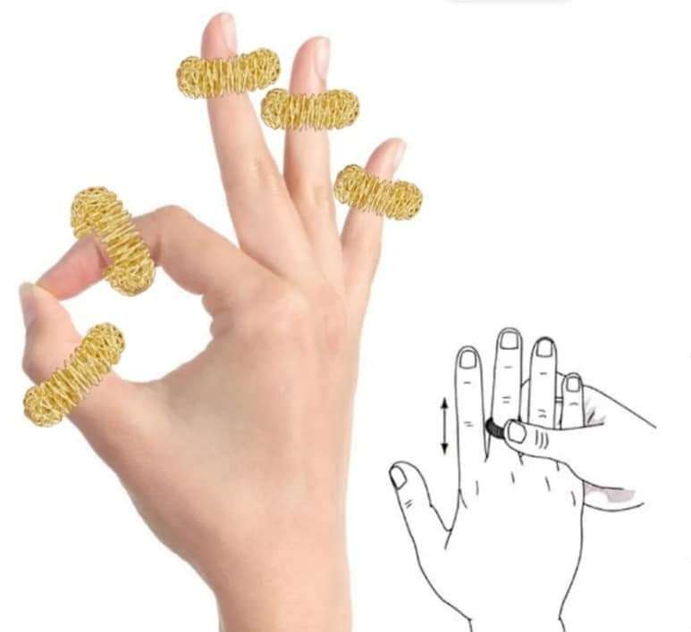 خاتم السوجوك للتدليك الاصابع 5 قطع من المعدن المقاوم للصدأ