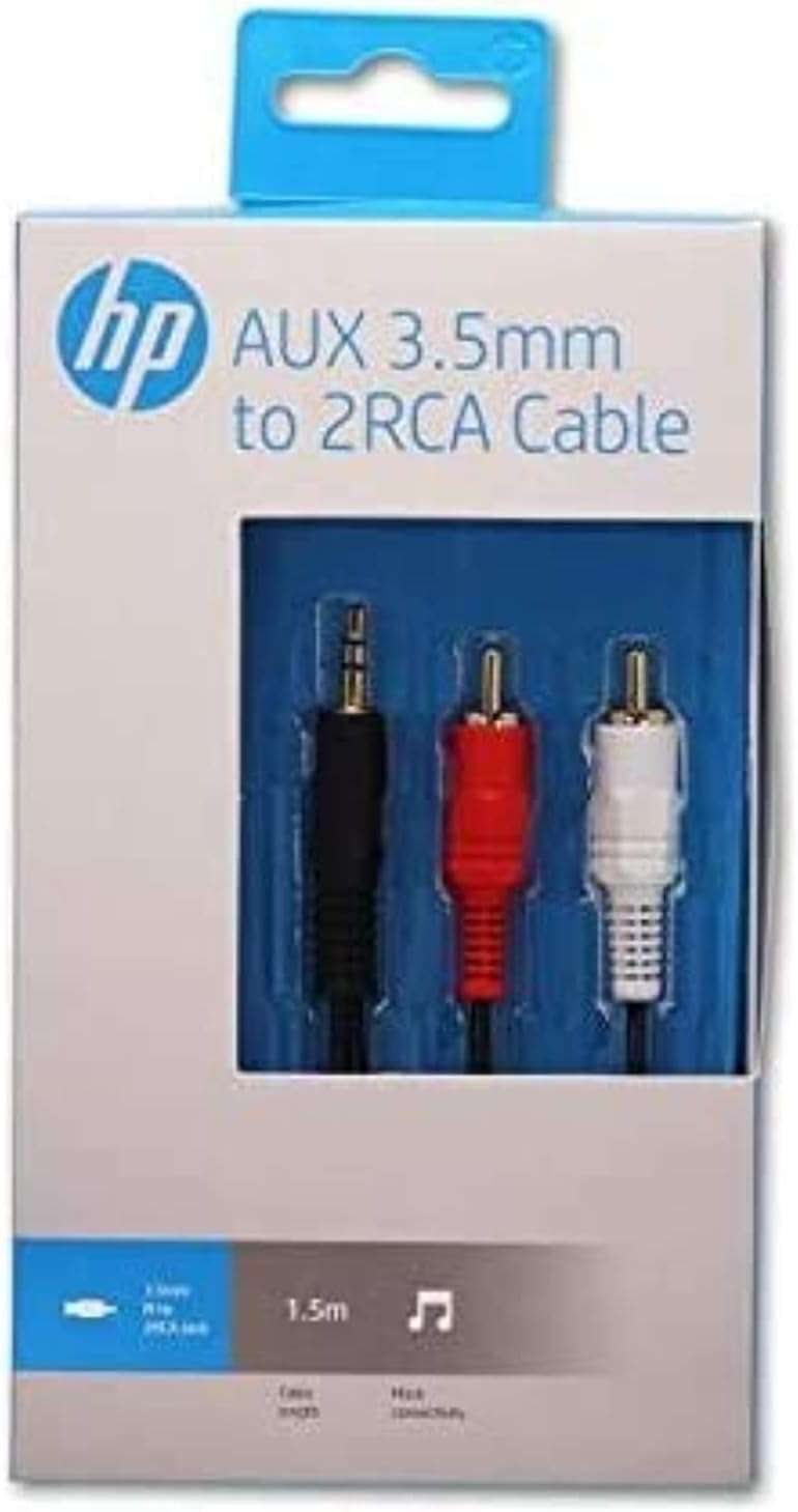 اتش بى كابل اي يو اكس HP CABLE  AUX 3.5MM TO 2RCA ( HP029GBBLK1.5TW )