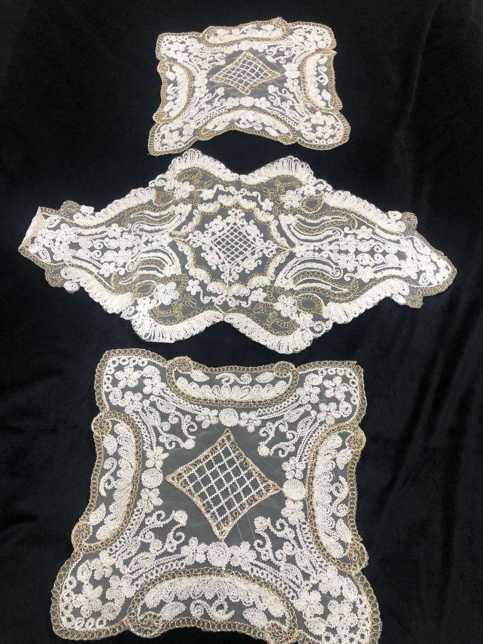 مفرش تل  مربع 85*85 ب 120 طقم 3قطع ١.قطعه مقاس 40*802قطعه مقاس