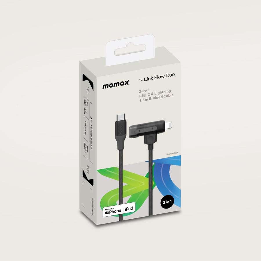 momax Link Flow Duo 2-in-1 USB-C  Lightning 1.5m Braided Cable