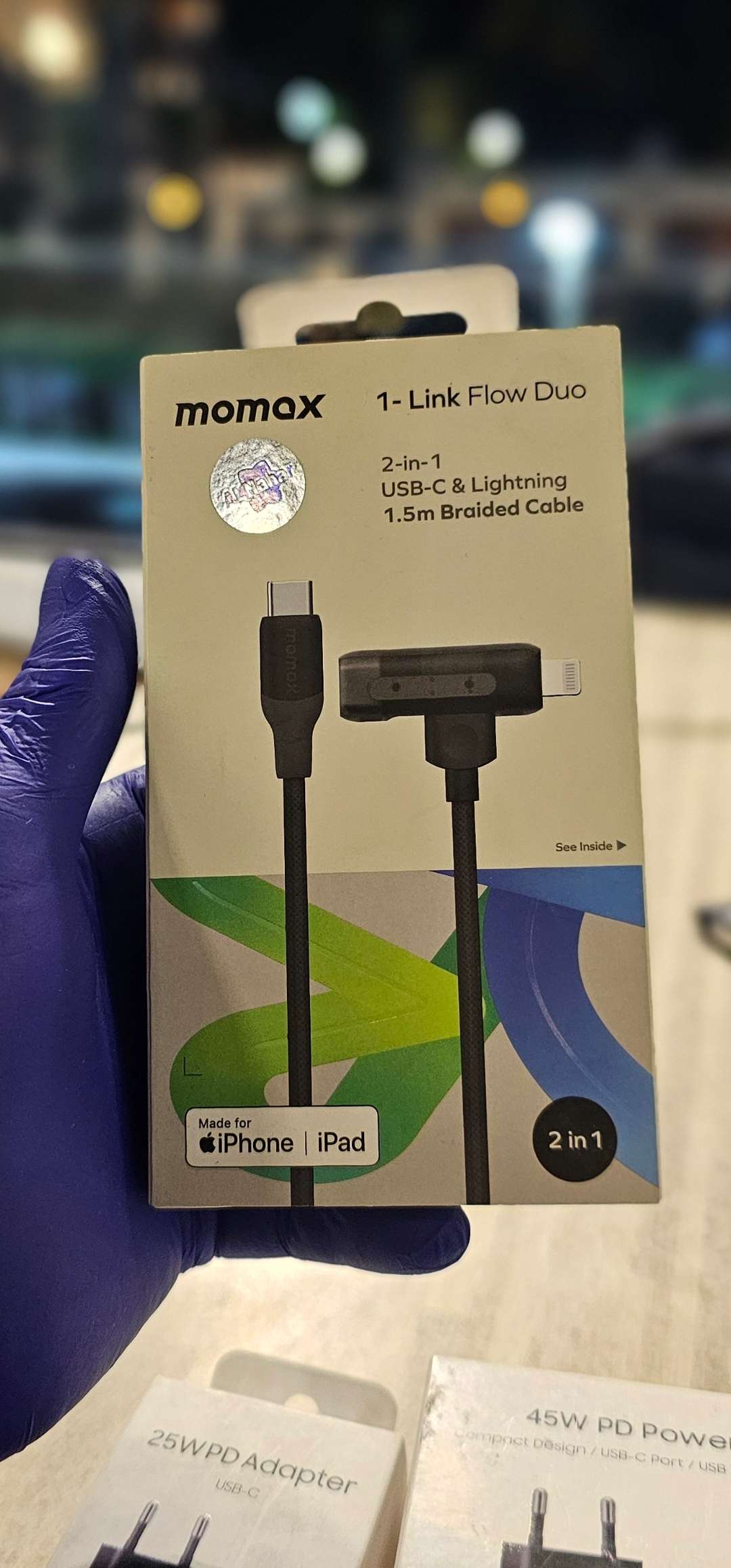 momax Link Flow Duo 2-in-1 USB-C  Lightning 1.5m Braided Cable