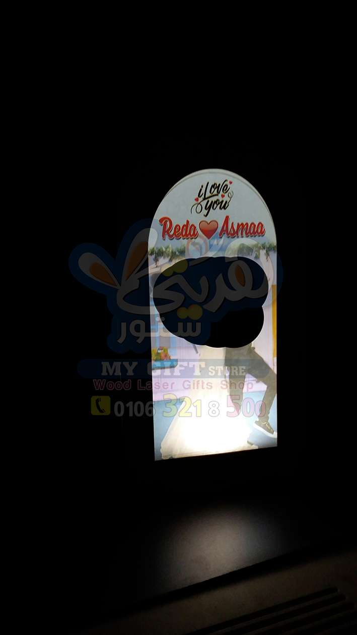أباجورة مضيئة خشب دايرة طباعة