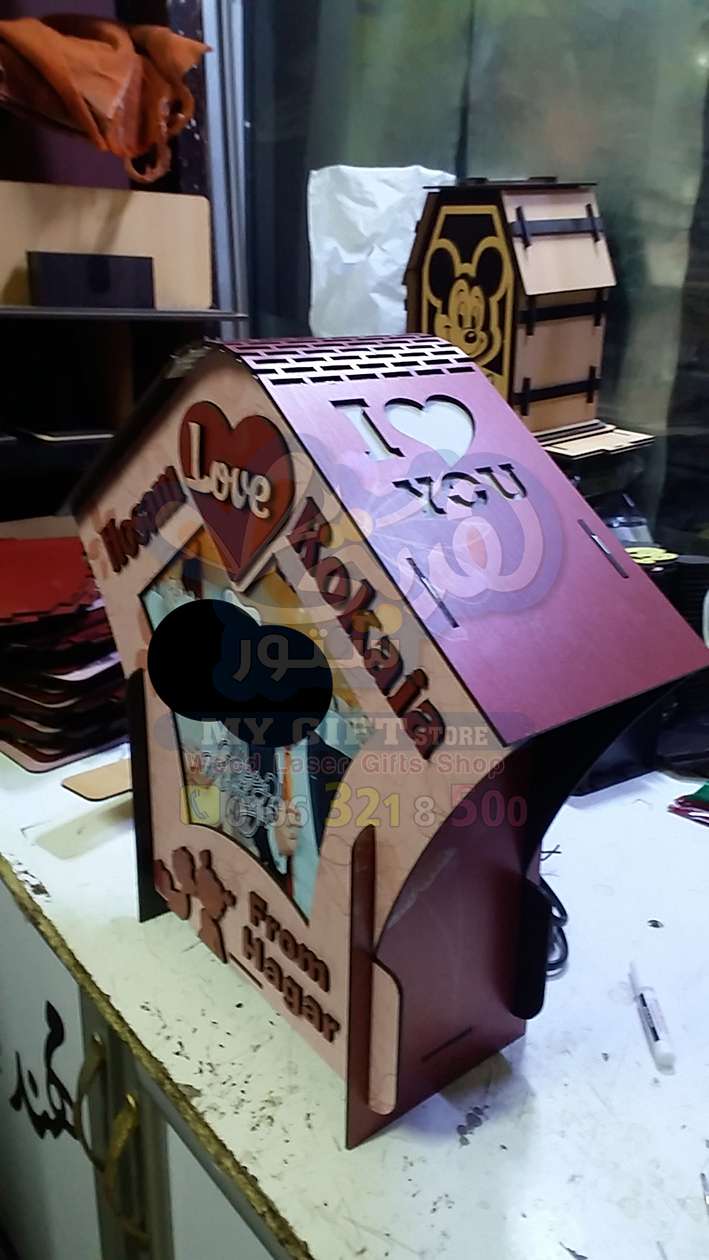 أباجورة مضيئة خشب كوخ طباعة