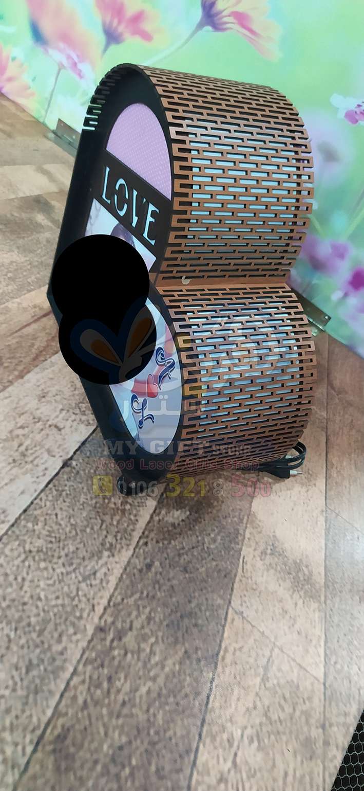 أباجورة مضيئة خشب قلب طباعة