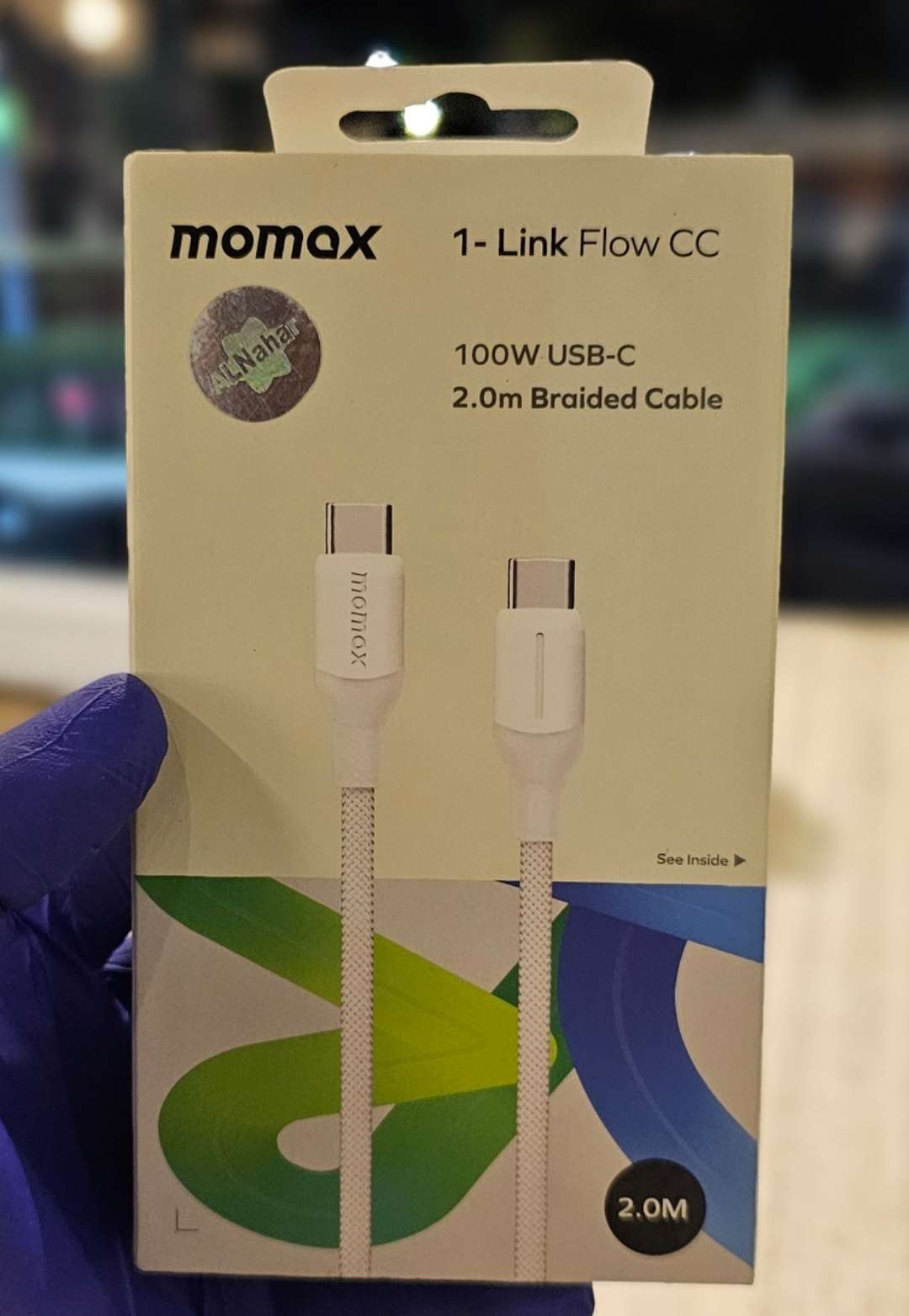 1 Link Flow USB C to USB C Braided Cable 100W 2m