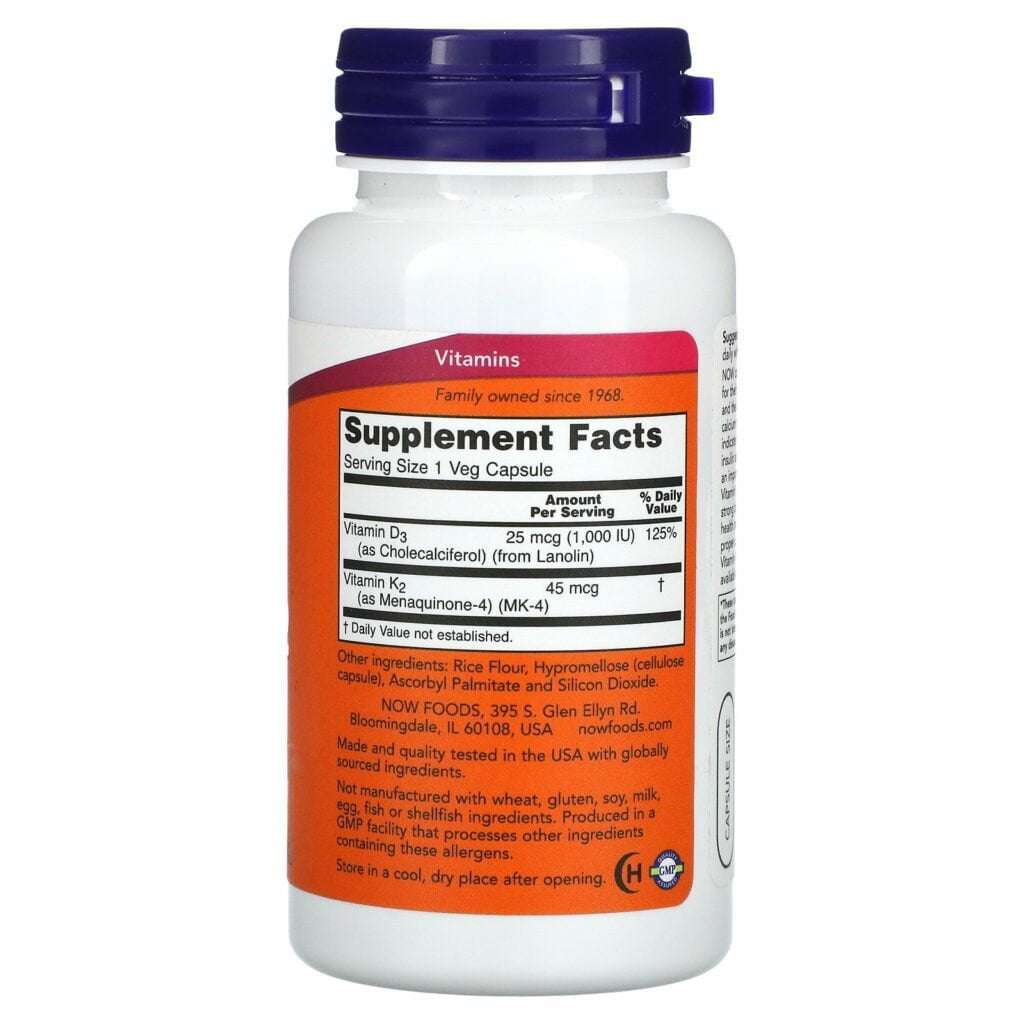 فيتامين د3 مع ك2 ناو فودز 120 كبسولة Vitamin D3  K2 Now foods 120 c