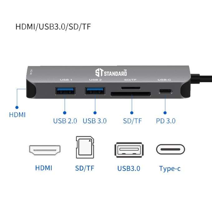 اس تي ستاندرد محول موزع تايب سي 6 في 1 (ST-95116D)
