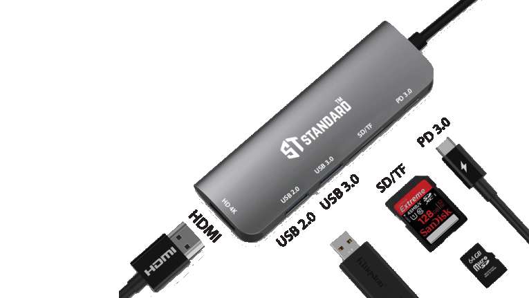 اس تي ستاندرد محول موزع تايب سي 6 في 1 (ST-95116D)