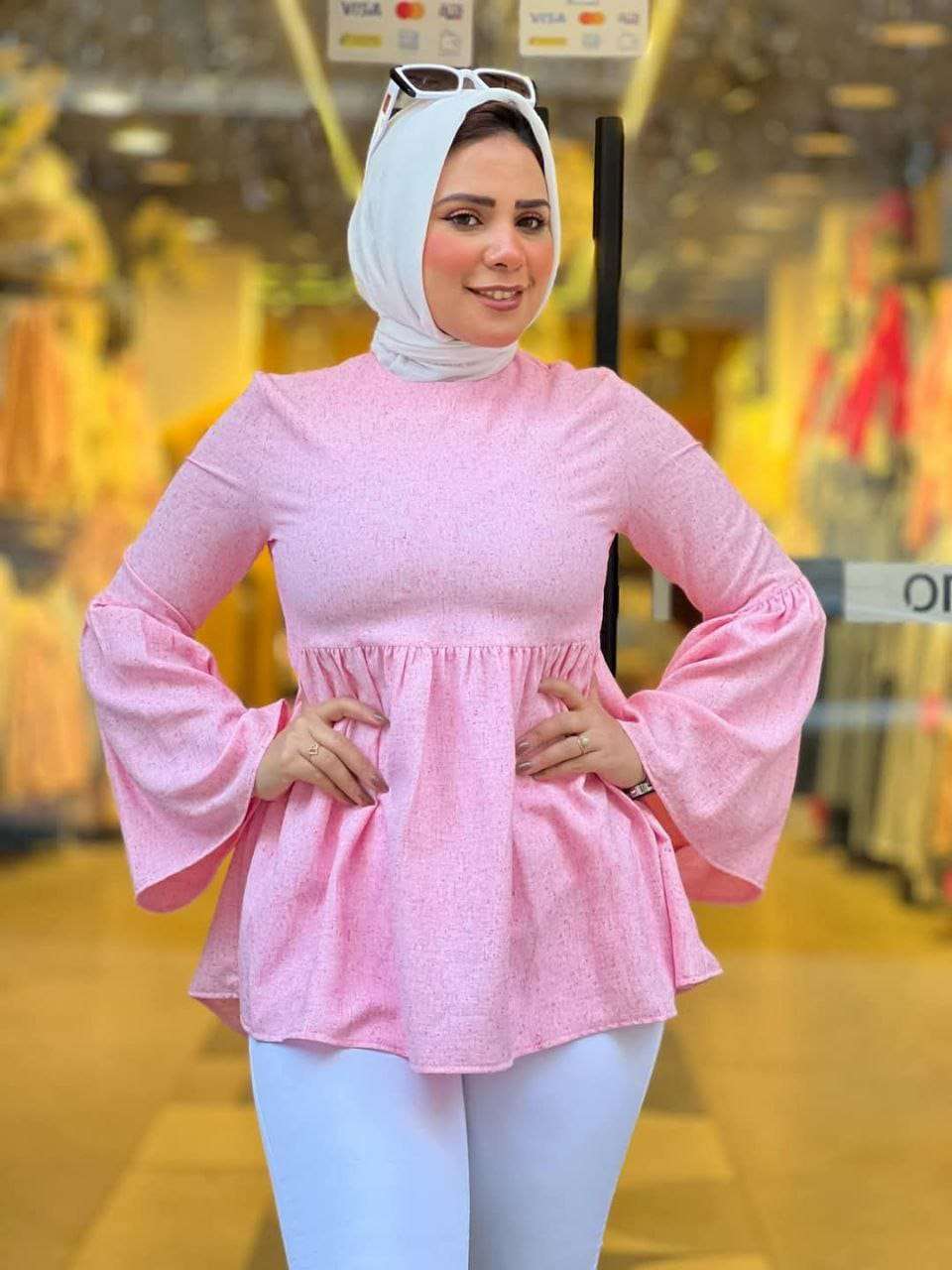 بلوزة كم مروحة مستوردة