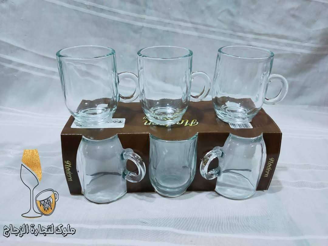 مج قهوة مودرن حجم كبير 120 مل زجاج عالي الجودة من ستار جلاس طقم 6