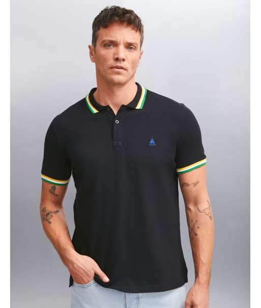 تي شيرت بولو أسود اللون للرجال من  Xander Men's Black Polo T-Shirt
