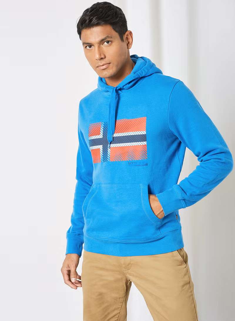 هودي بيبو أزرق  فرينش نابا بيجري Bebo Blue French Nappa Beige Hoodie