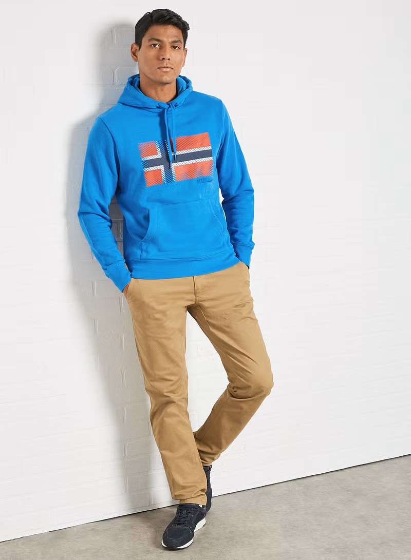 هودي بيبو أزرق  فرينش نابا بيجري Bebo Blue French Nappa Beige Hoodie