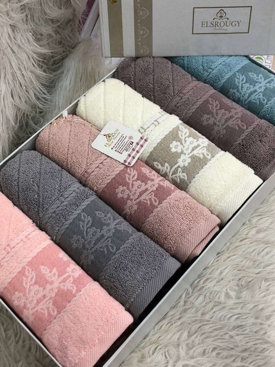 علبة فوط جاكار قطن صافي 6 قطع مقاس 5