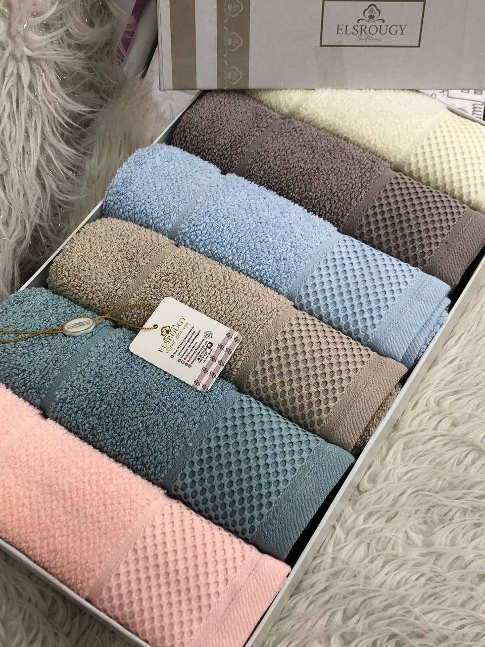 علبة فوط جاكار قطن صافي 6 قطع مقاس 50*100الس