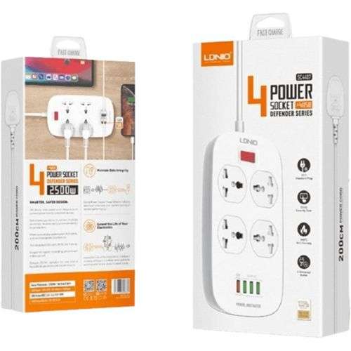 Ldnio DEFENDER SERIES SC4407 - 4 Power Socket 4 +4 USB’s Socket