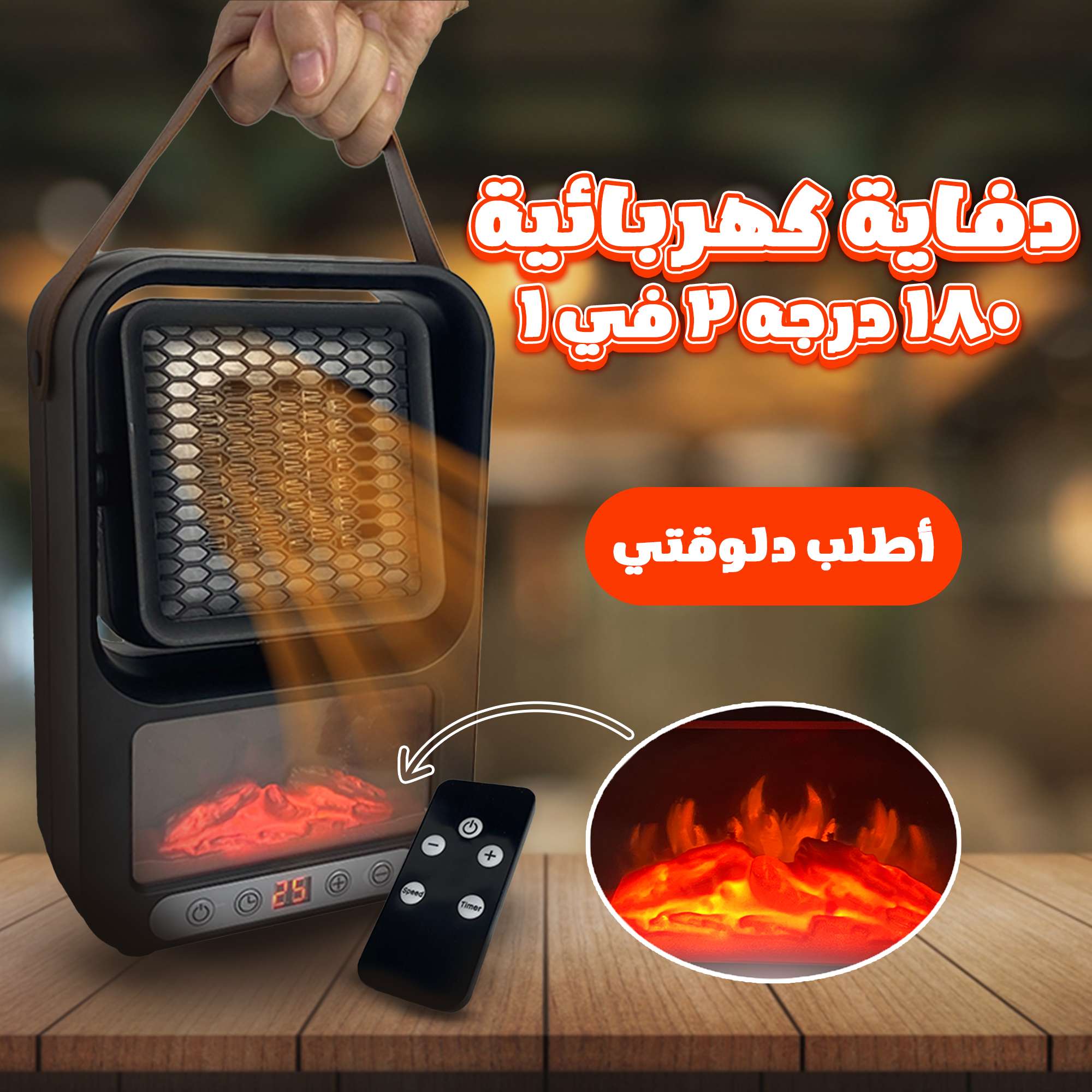 دفايه كهربائه 180 درجه  2 في 1