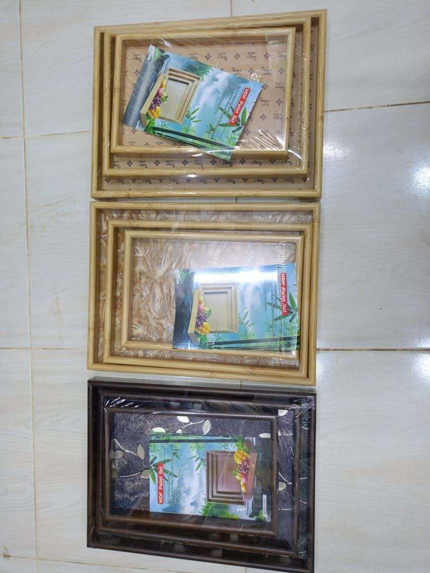 طقم صواني تقديم شاى خشب 3فى1