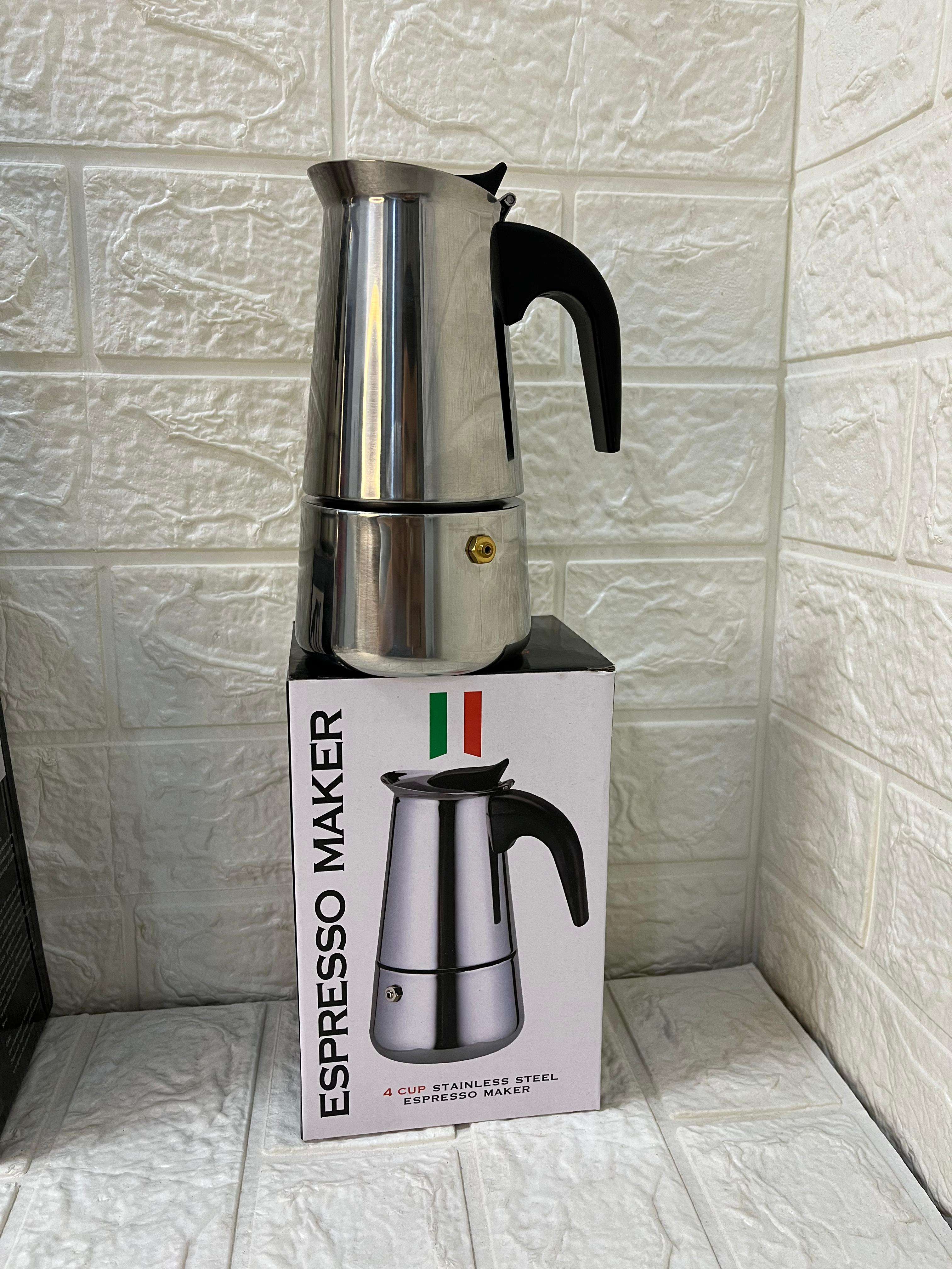 ماكينة تحضير الإسبريسو – Espresso Maker (ستانلس ستيل) صغير 4 كوب