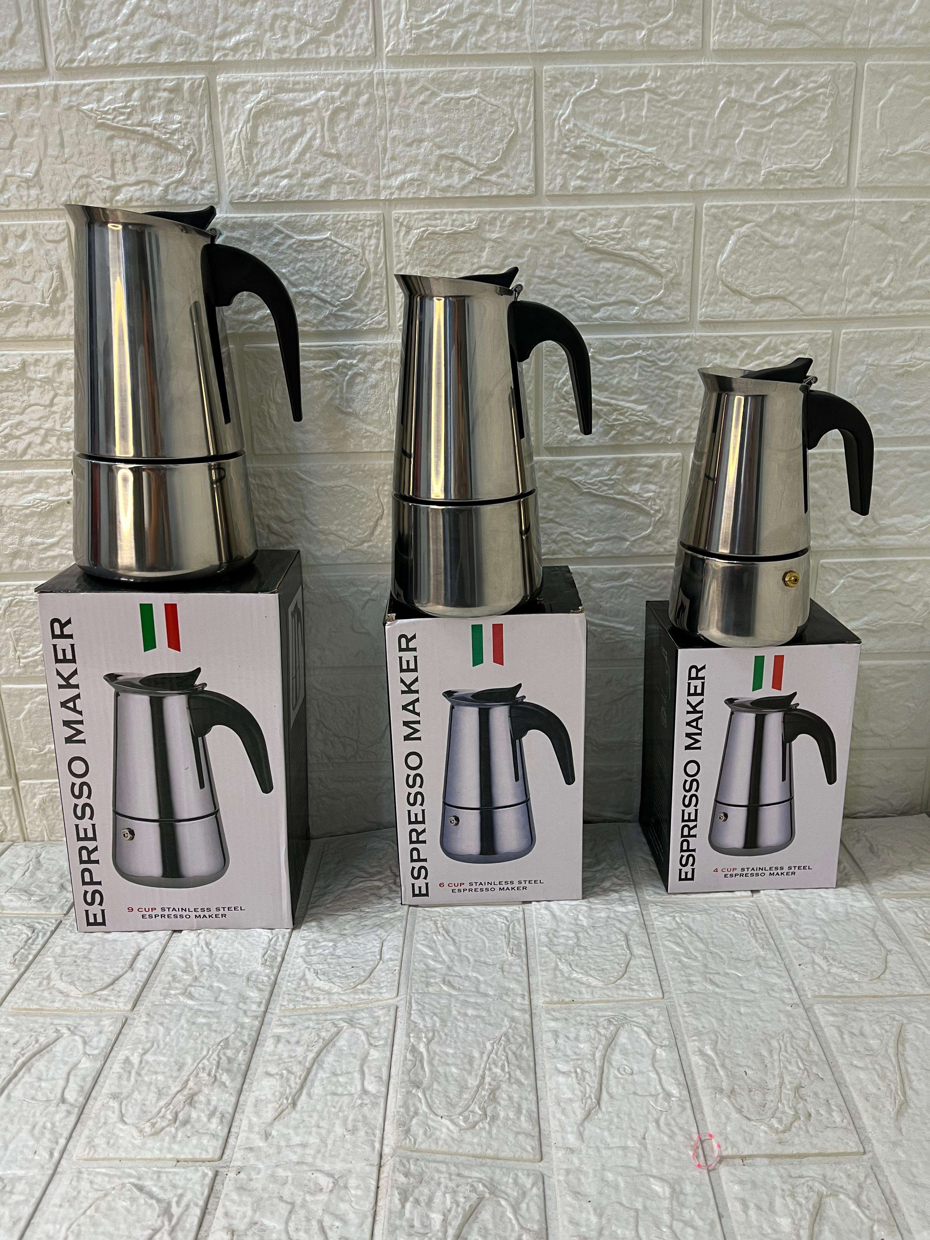 ماكينة تحضير الإسبريسو – Espresso Maker (ستانلس ستيل) وسط 6 كوب