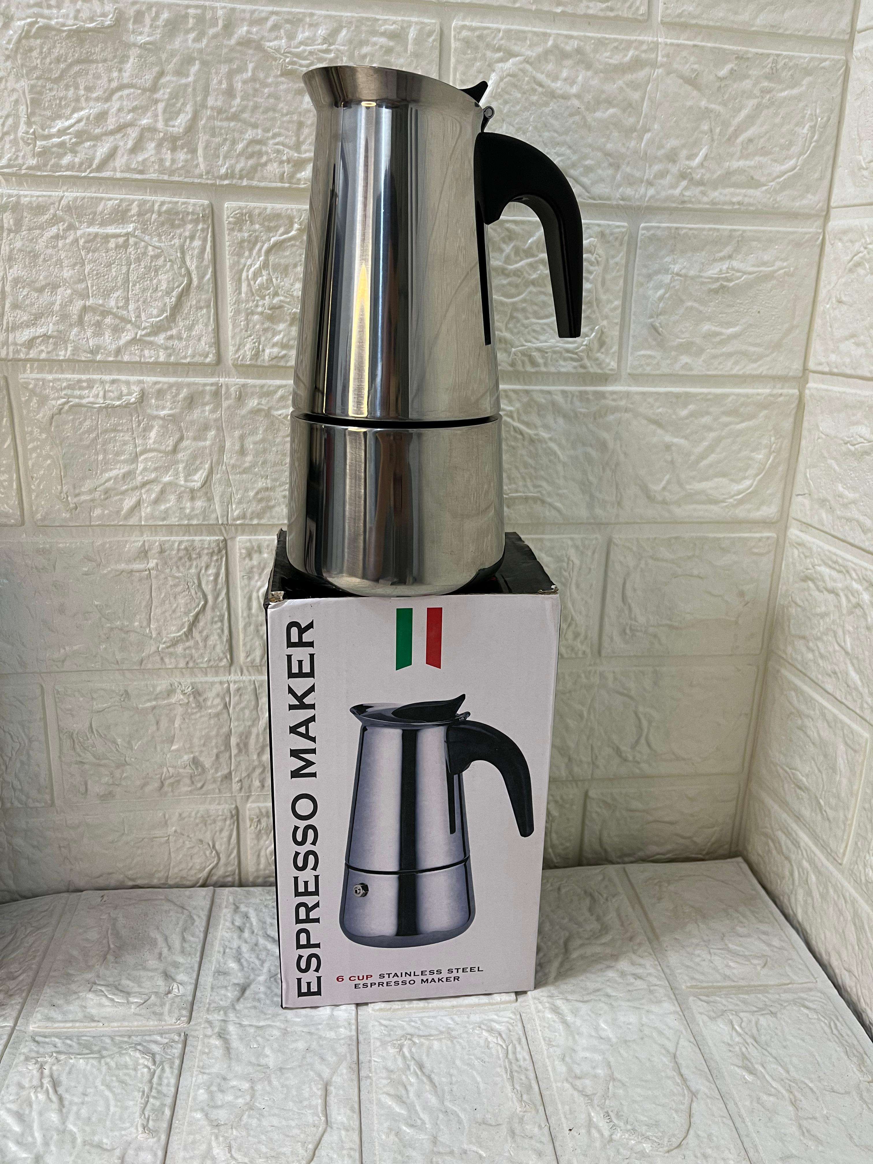 ماكينة تحضير الإسبريسو – Espresso Maker (ستانلس ستيل) كبير 9 كوب