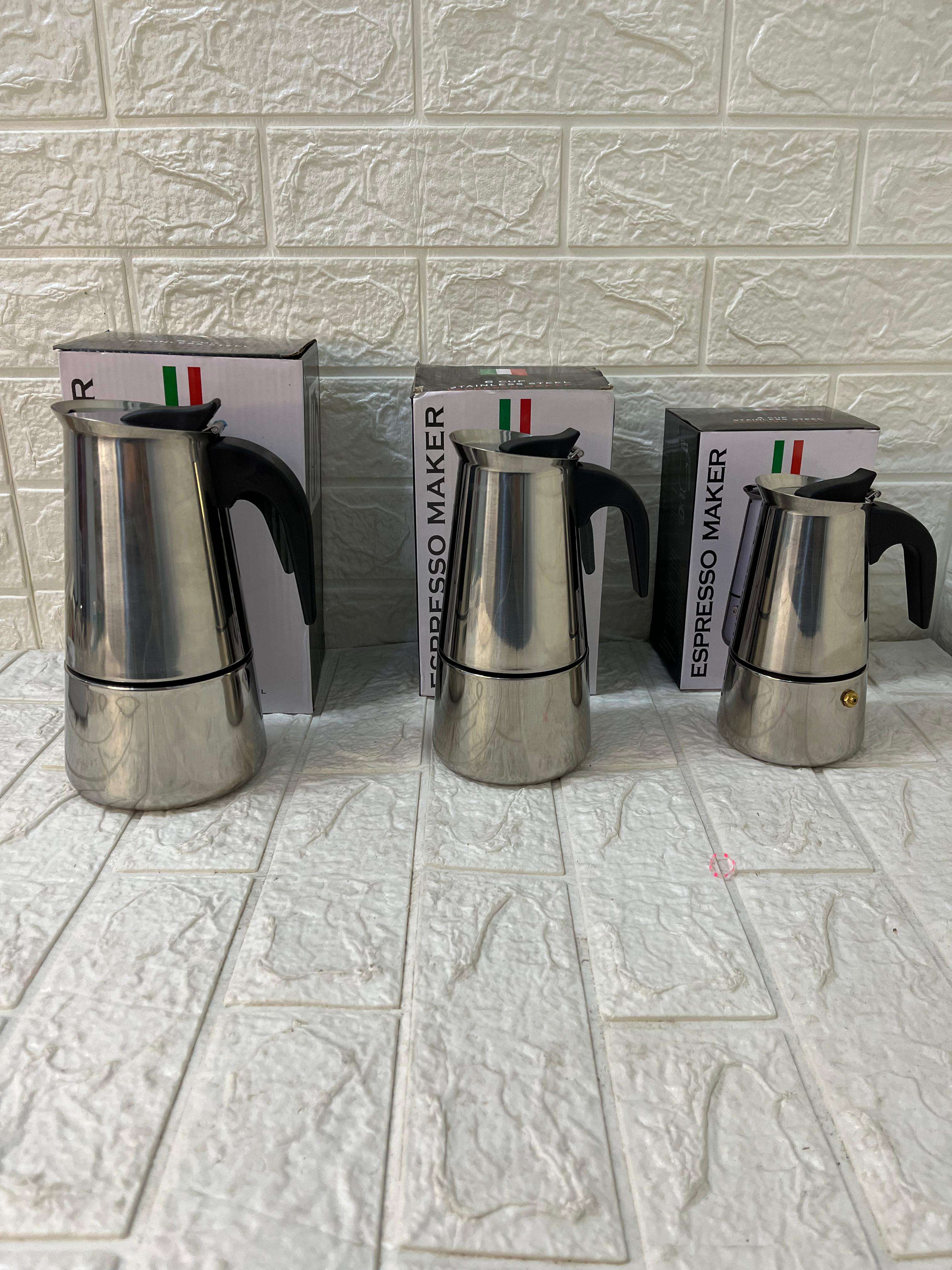 ماكينة تحضير الإسبريسو – Espresso Maker (ستانلس ستيل) كبير 9 كوب