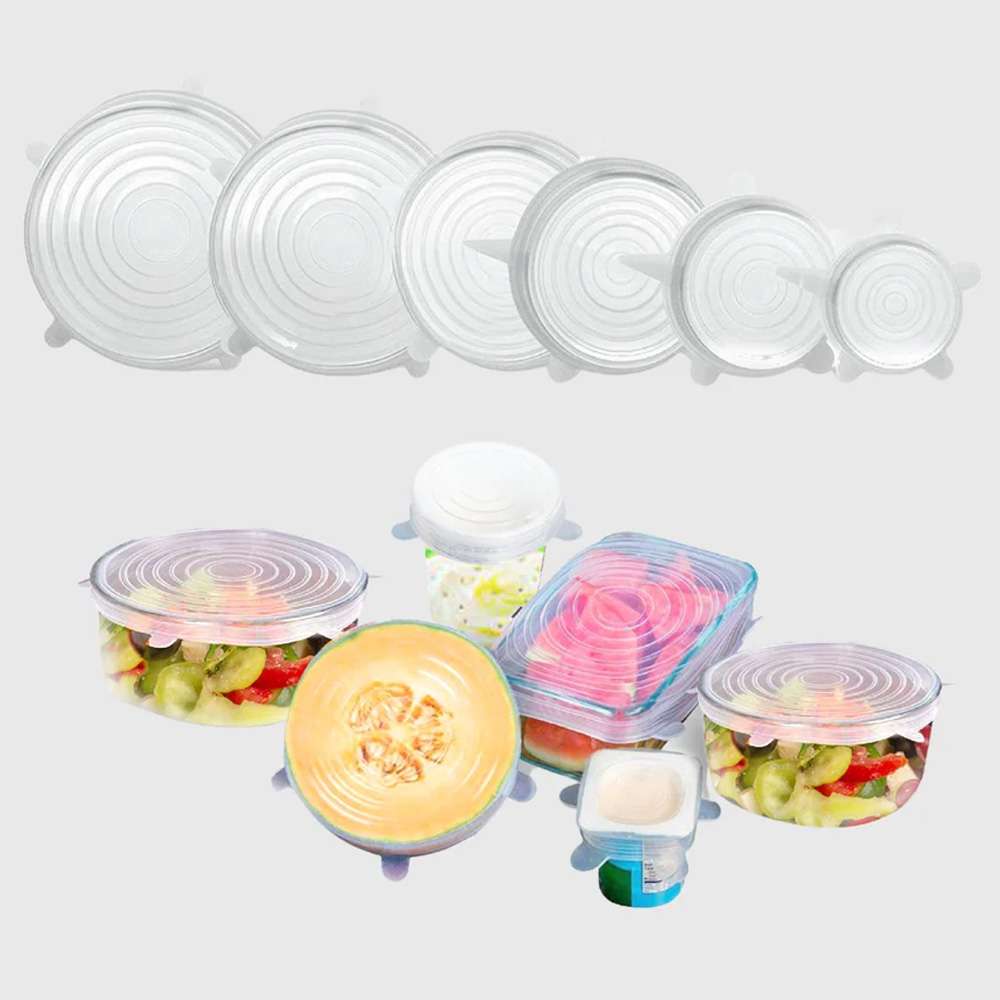 عرض غطاء حلة معدن متعدد المقاسات + 6 قطع أغطية سيليكون