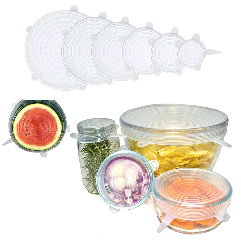 عرض غطاء حلة معدن متعدد المقاسات + 6 قطع أغطية سيليكون