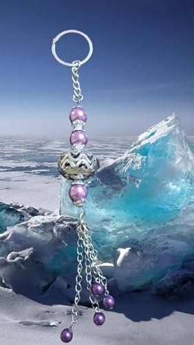 سلسلة مفاتيح أنيقة بتصميم شرابة من اللؤلؤ الأرجواني-B0FSYD44KY