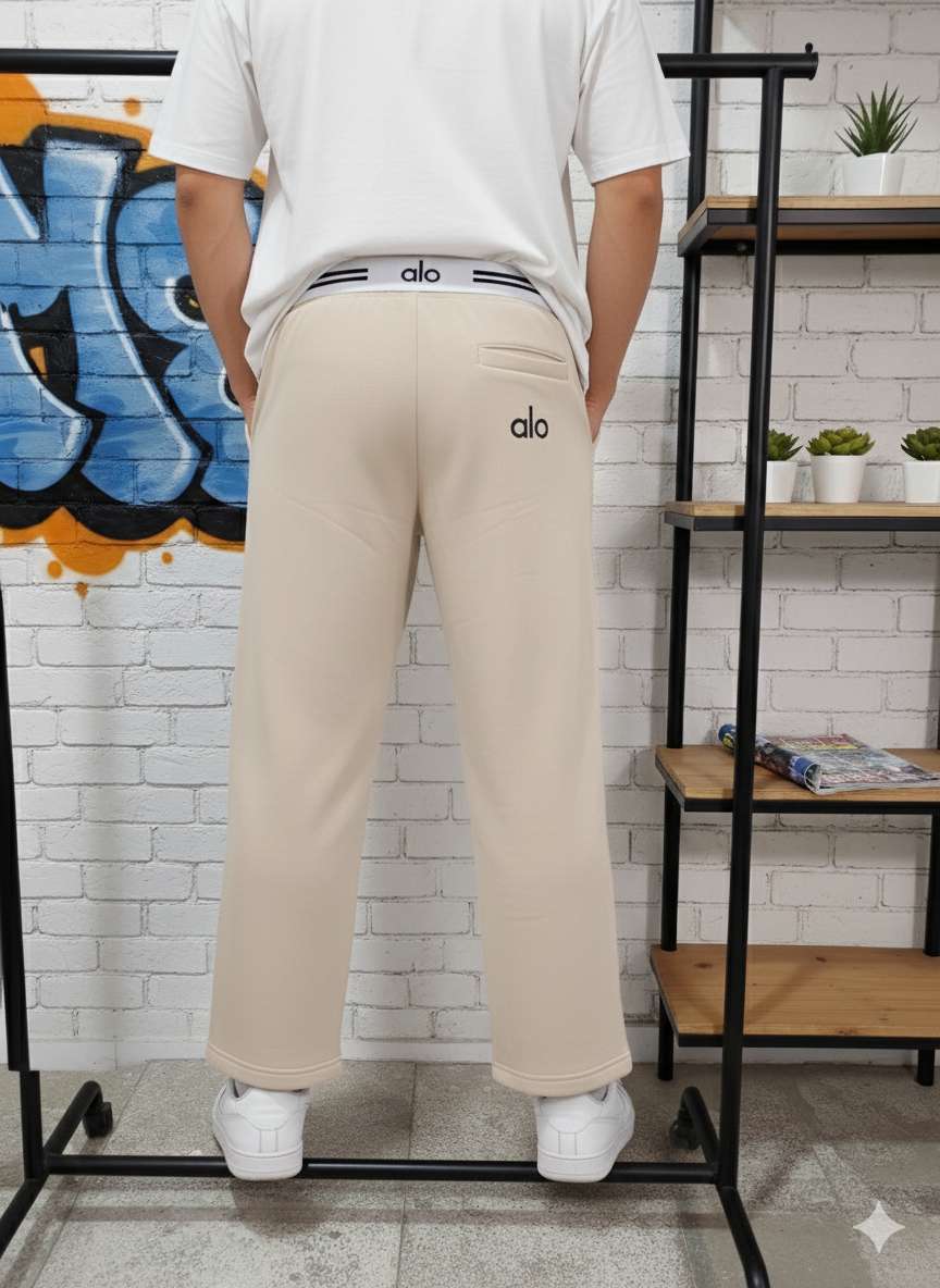 بنطلون Wide Leg سويت بانتس  لون بيج رملي