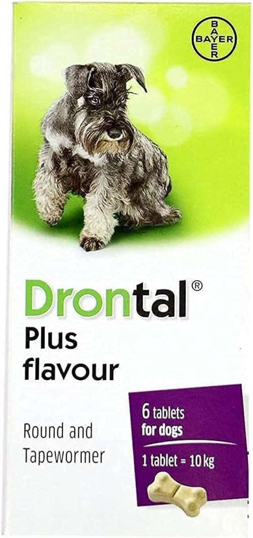 "Bayer Drontal Round and Tapewormer for Dogs - 6 Tablets "