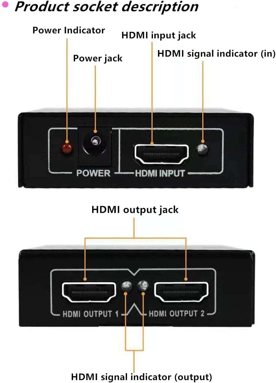 موزع HDMI يدعم 2 مخرج 1080 بيكسل يدعم التلفزيونات و الشاشات