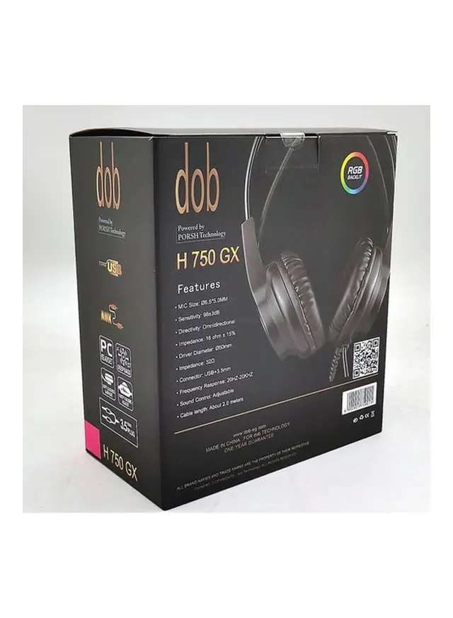 سماعة رأس جيمنج موديل H750 بمنفذ AUX ومزودة بميكروفون اضاءة ار جي بي