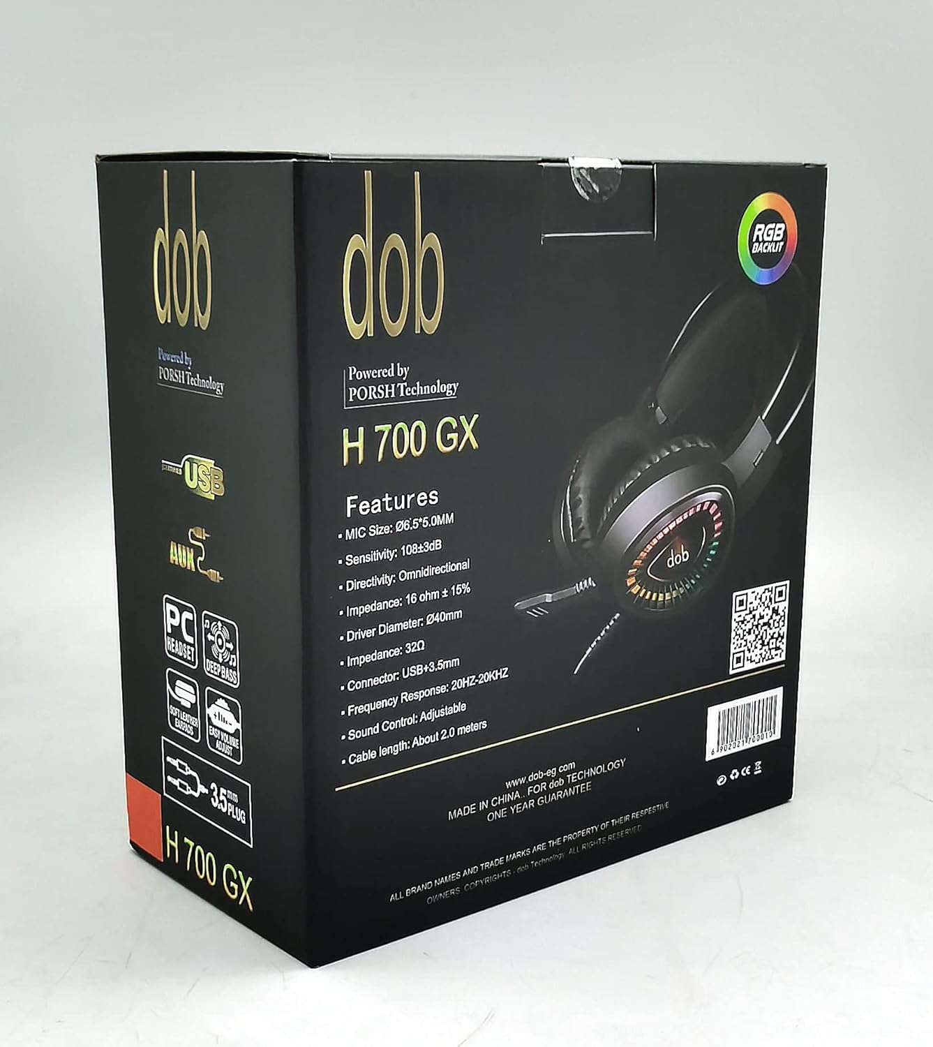 سماعة رأس جيمنج موديل H700 بمنفذ AUX ومزودة بميكروفون اضاءة ار جي بي