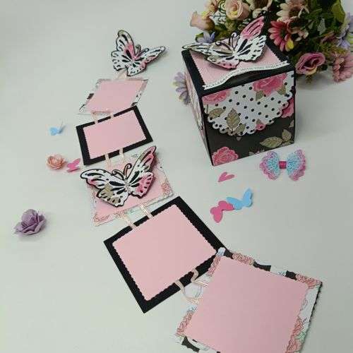 Handmade Butterfly Birthday Explosion Box and Photo Album