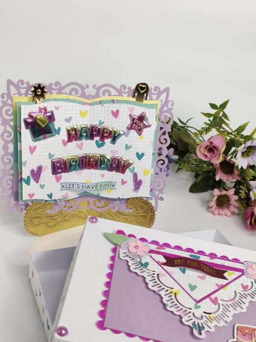 Handmade Happy Birthday Open Book  3 Layers
