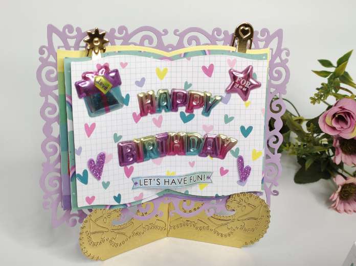 Handmade Happy Birthday Open Book  3 Layers