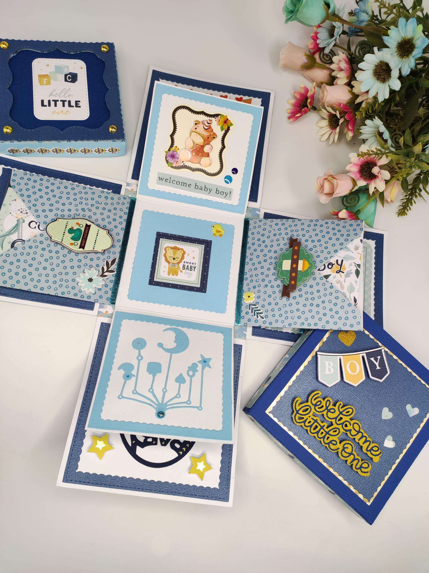 Handmade Baby Boy Explosion Box 2 Layers