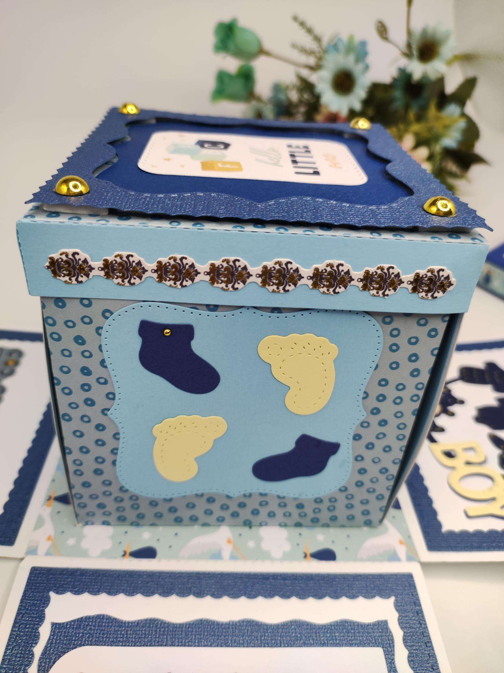 Handmade Baby Boy Explosion Box 2 Layers
