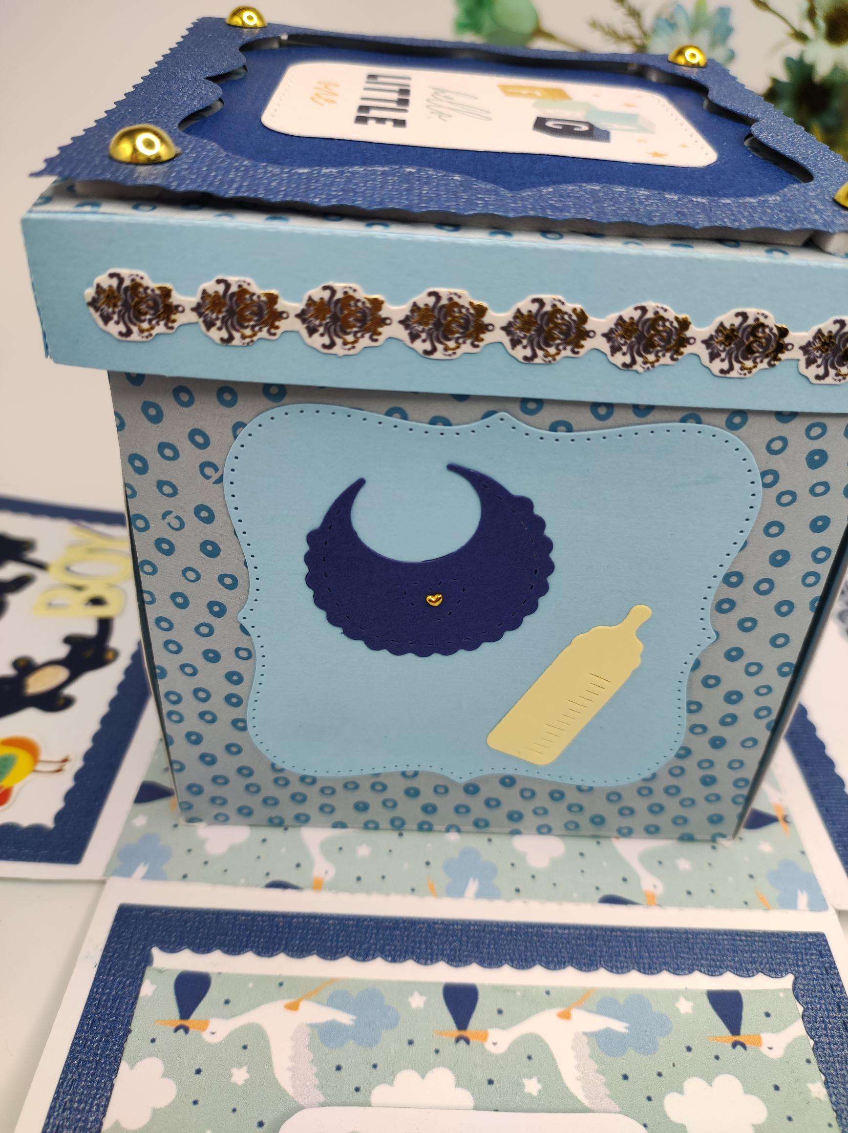 Handmade Baby Boy Explosion Box 2 Layers