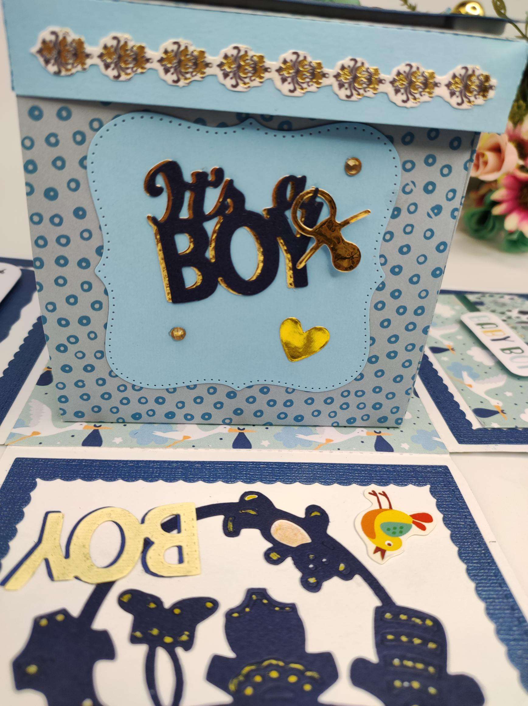 Handmade Baby Boy Explosion Box 2 Layers