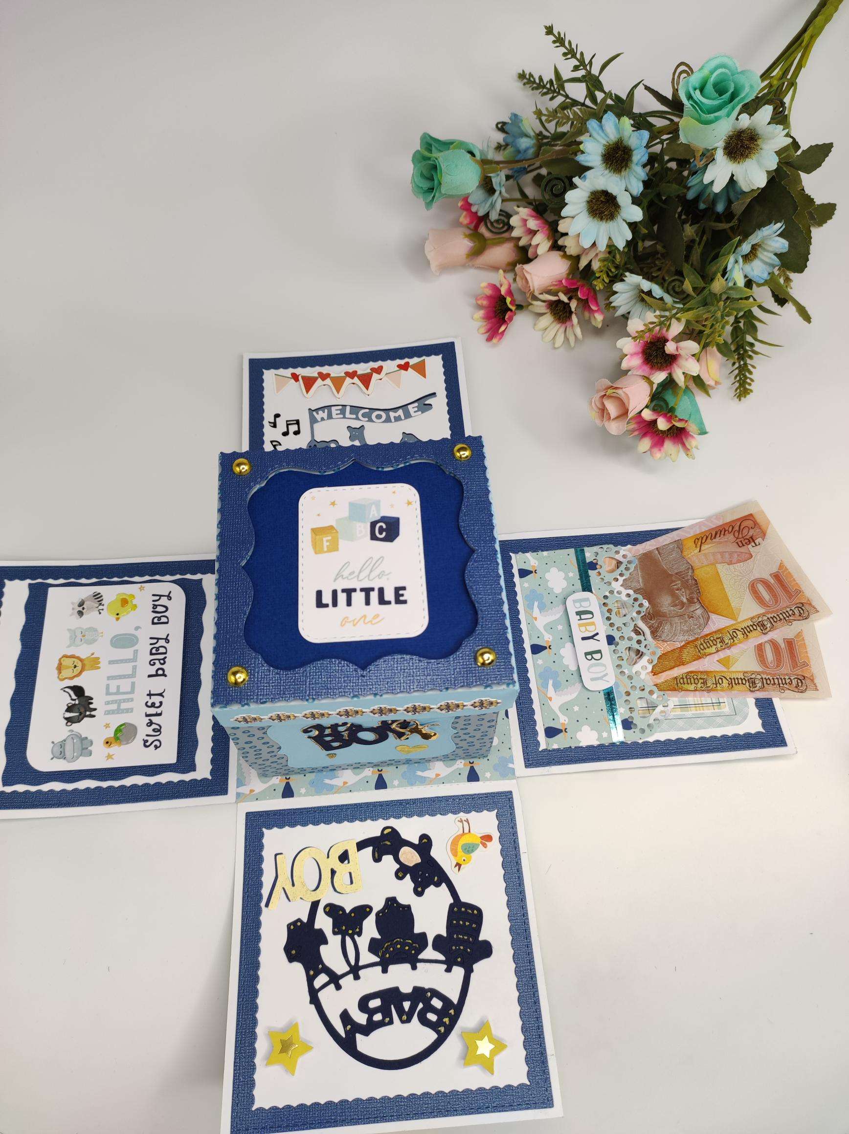 Handmade Baby Boy Explosion Box 2 Layers