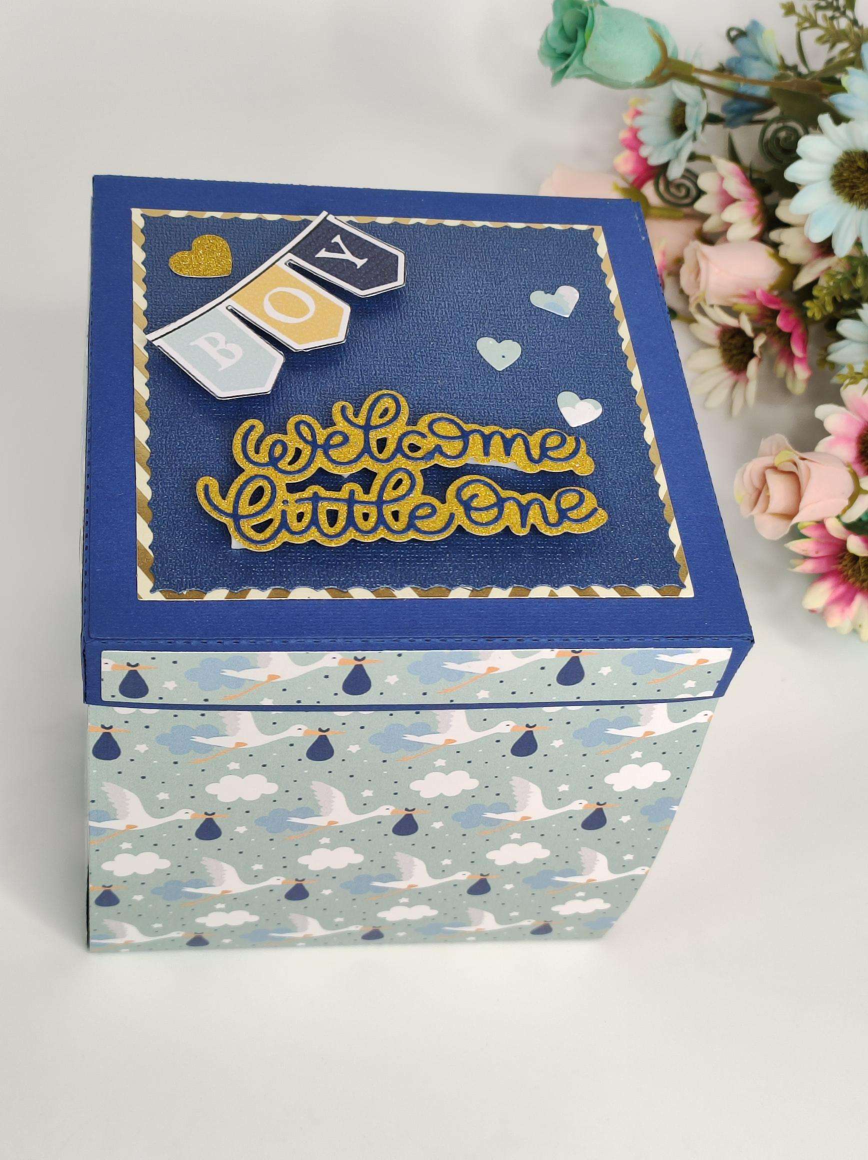 Handmade Baby Boy Explosion Box 2 Layers