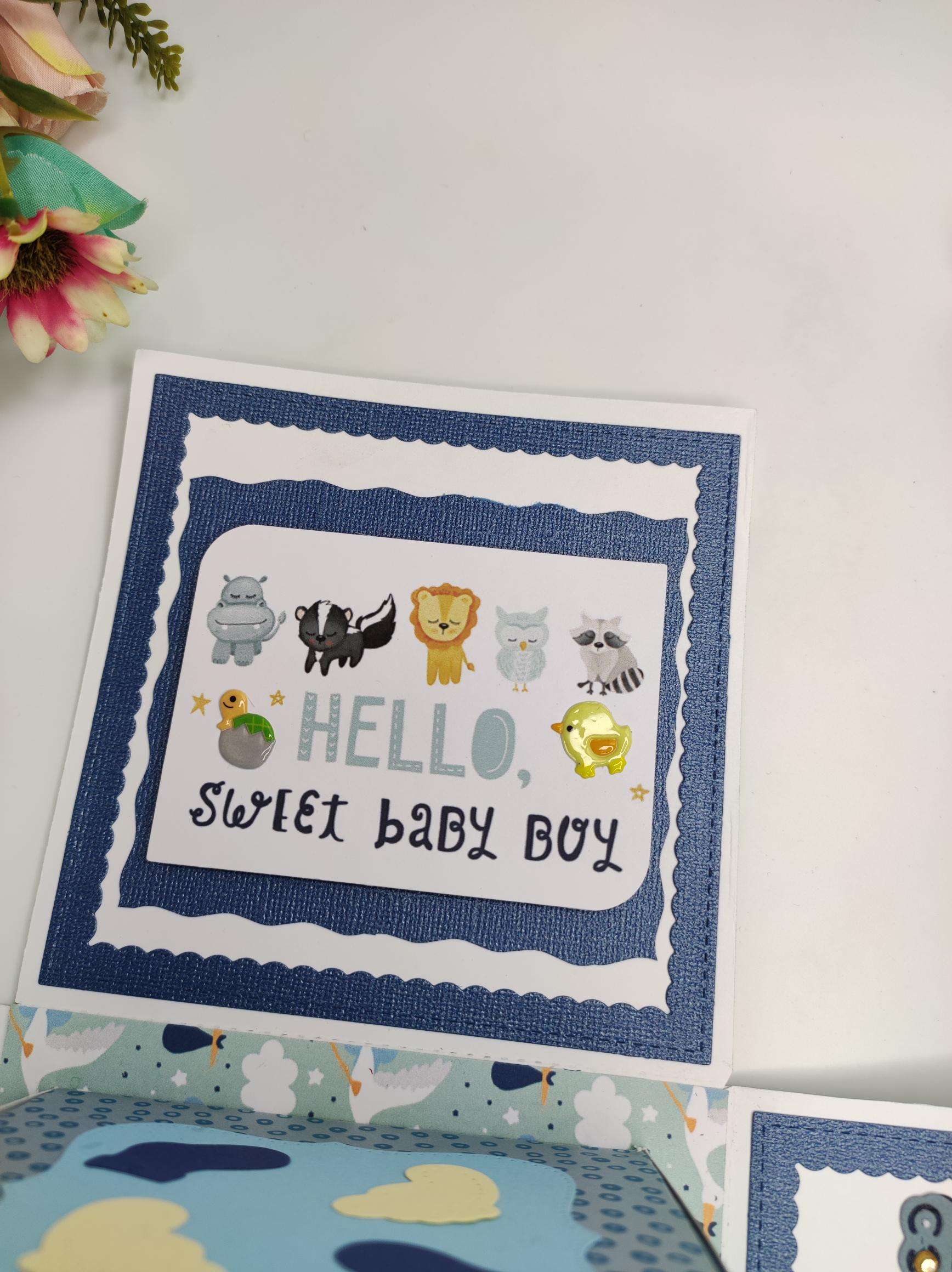 Handmade Baby Boy Explosion Box 2 Layers
